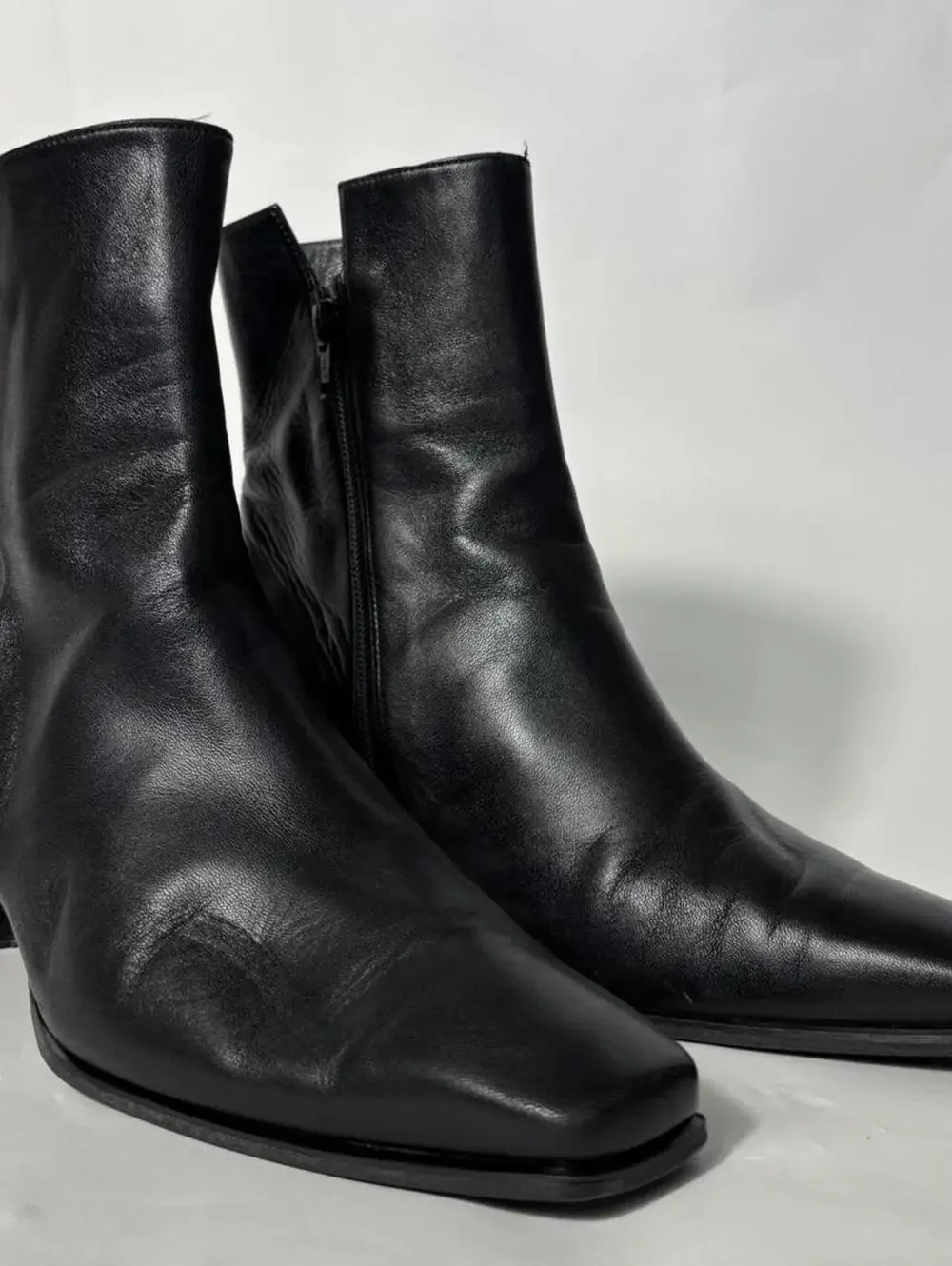 Vintage Stuart Weitzman Black Leather Ankle Boots Made in Spain Size 8.5